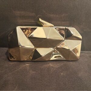 Faceted Metallic Gold Evening Clutch